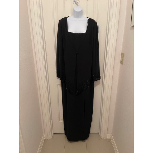 Cameron Blake Black Evening Gown With Beaded Jacket By Mon Cheri Women’s Size 16 - Picture 1 of 16